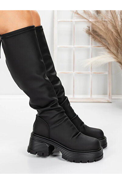 mei Γυναικείες Μπότες με Χοντρό Τακούνι 5WL80 Μαύρες