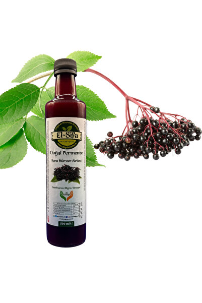 El-Şifa Doğal Ürünler Doğal Fermente Kara Mürver Sirkesi 500ML Cam Şişe