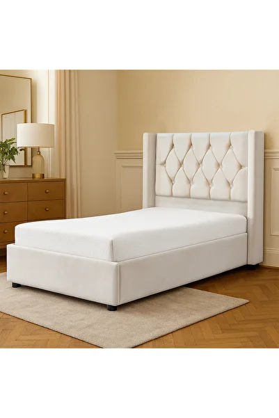 Rahaty Store Modern Velvet Upholstered Wooden Bed 90×190 cm