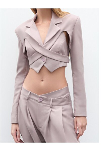 LUMİNA FASHİON Women's two-piece cropped top, with vest and lapels, size S - LUMINA Fashion Italia