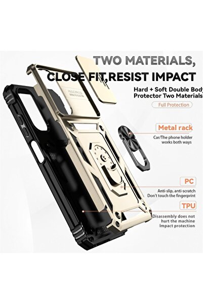 SKYDDAR INNOVATION Θήκη για Motorola Edge 50 Ultra, CamShield, Μαγνητικό δαχτυλίδι, Σετ αυτοκόλλητων, Χρυσό