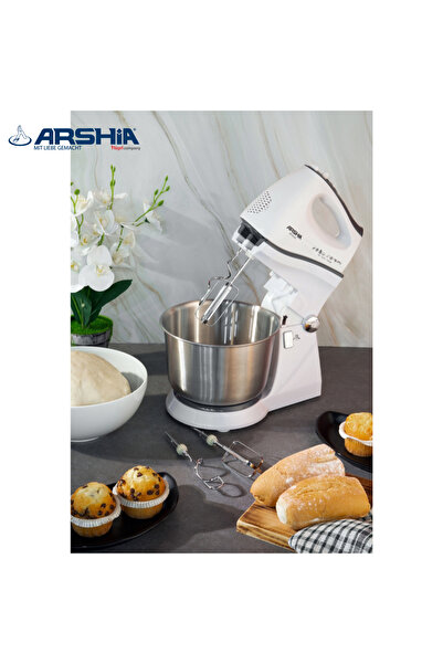 Arshia مضرب كيك كهربائي مع ستاند ووعاء ستانلس ستيل – أرشيا"