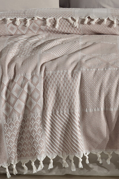 Enlora Home Çok Amaçlı Pike Takımı Çift Kişilik Patchwork Bej (Tam Takım)