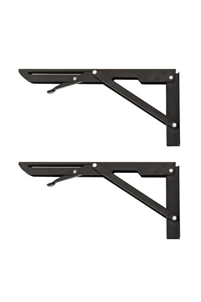 Z-Tools Σετ 2 πτυσσόμενων βραχιόνων για ράφι, μήκος 300 mm, μαύρο, ZTS8133B