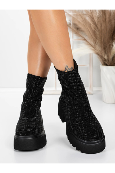 mei Ghete Dama cu Platforma 5WL77 Negru