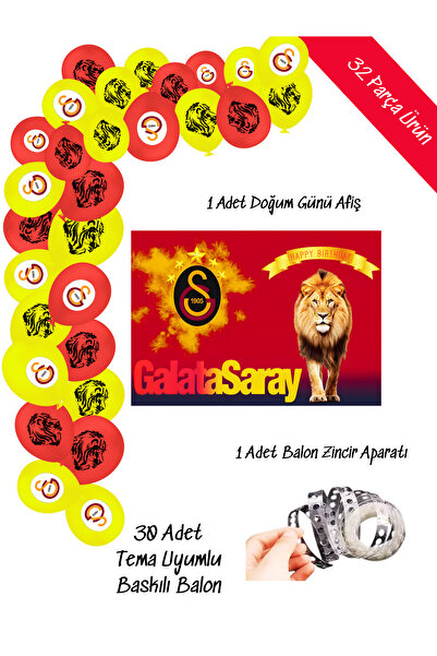 snowparty GaLaTasaraY Balon Ve Afişli Doğum günü Parti Süsleri Zincir Balon Seti