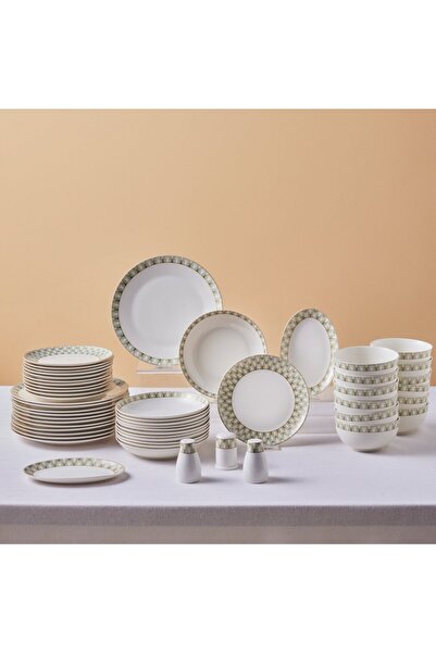 Karaca Forever Bone Emerald, 53-teiliges Tafelservice für 12 Personen