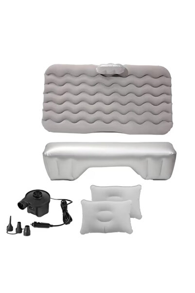 MACVI Saltea Gonflabila Auto Macvi® cu Perne si Suport de Echilibru, pentru Bancheta, Gri