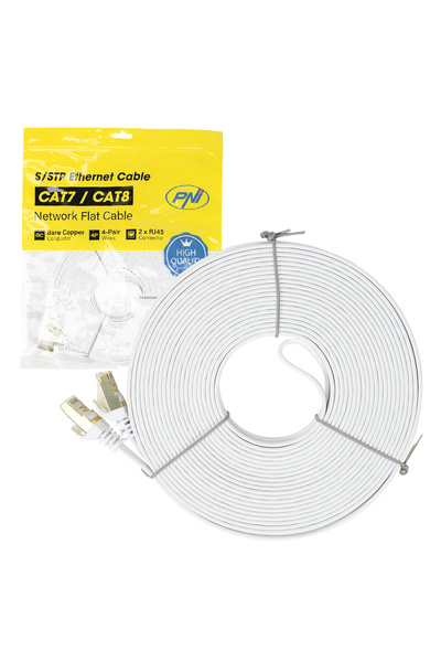 PNI Cablu de rețea plat S/STP CAT7 U7150W, 2 x RJ45, 15m