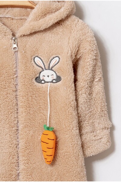 Chicsy Baby Winter Sweet Plush Rabbit Patterned Hooded Zippered Baby Jumpsuit