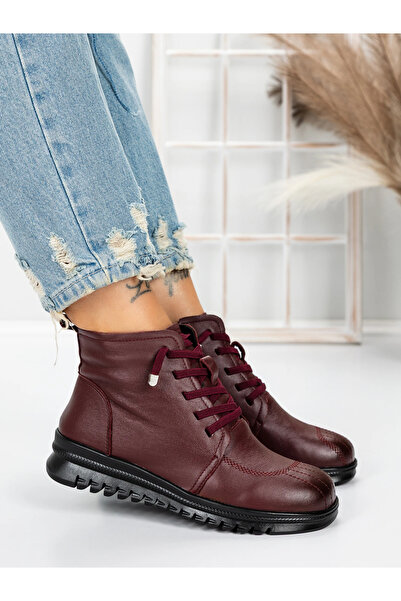 Pantoful Γυναικείες μπότες από γνήσιο δέρμα 5W50 Cherry