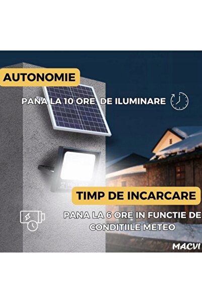 MACVI Solar Lamp and Separate Panel Macvi®, 200W, 130 COB LED, IP67, Remote Control, 10 Hours Lighting