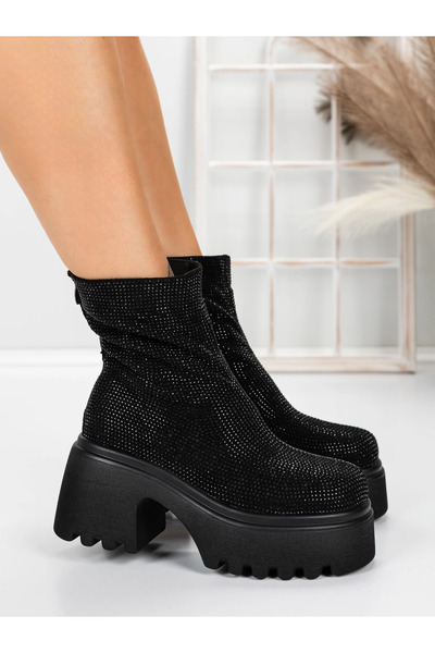 mei Ghete Dama cu Platforma 5WL77 Negru