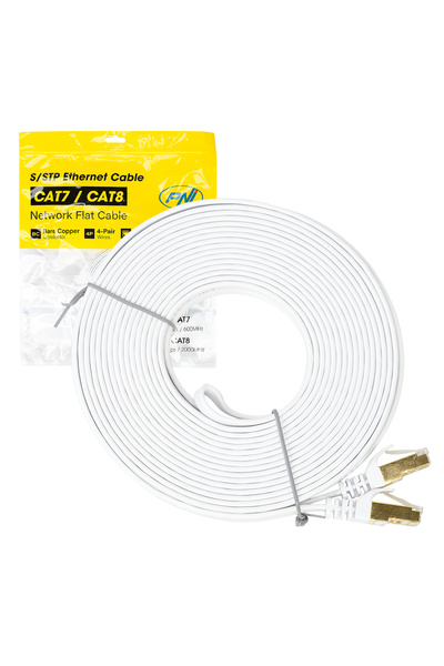 PNI Cablu de rețea plat S/STP CAT7 U7100W, 2 x RJ45, 10m