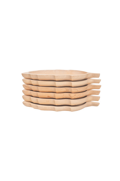 Z-Tools Set 6 farfurii din lemn de fag, în formă de frunză, 34x18 cm EXT6179