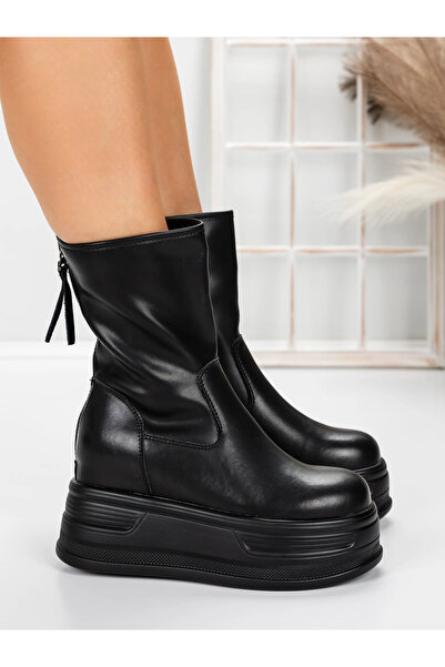 Pantoful Ghete Dama cu Platforma 5W76 Negru