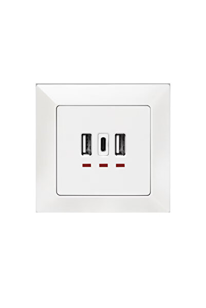 LogiLink Πρίζα τοίχου PA0254, 2x USB-A, 1x USB-C, Λευκό, Εντοιχισμένη