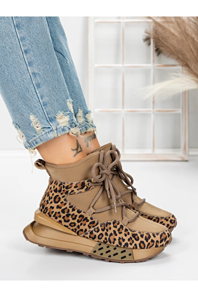 Pantoful Ghete Dama din piele naturala 5SZ8 Leopard