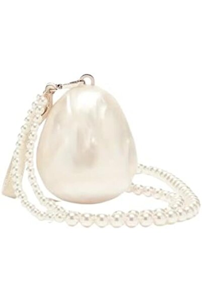 Just Pretty Corner Elegant Ivory Acrylic Clutch Bag with Pearl Chain Strap