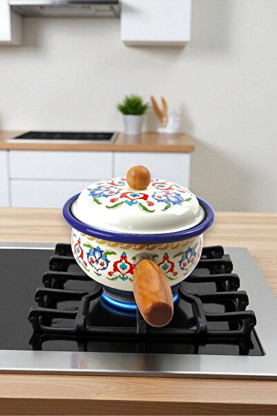 İnci Emaye 20 No Enamel Pot with Lid, Serving, Dining Camping, Picnic, Dowry