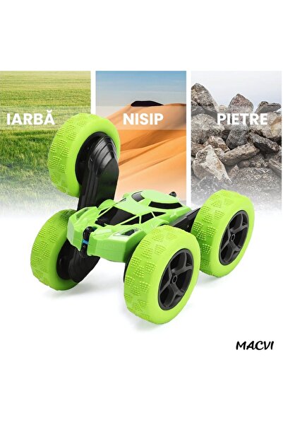 MACVI Acrobatic Car with 2.4GHz Remote Control, LED, 360° Rotation, Rechargeable Battery