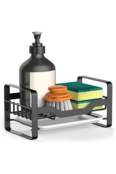 Elindor Suport multifuncțional pentru burete de vase, oțel inoxidabil, cu tav...