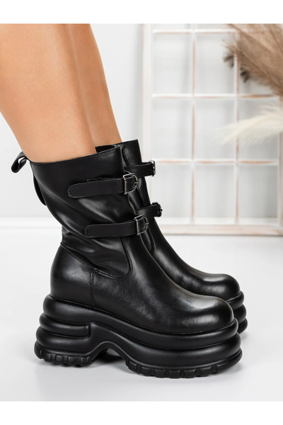 Pantoful Γυναικείες Μπότες Πλατφόρμας 5W62 Μαύρες