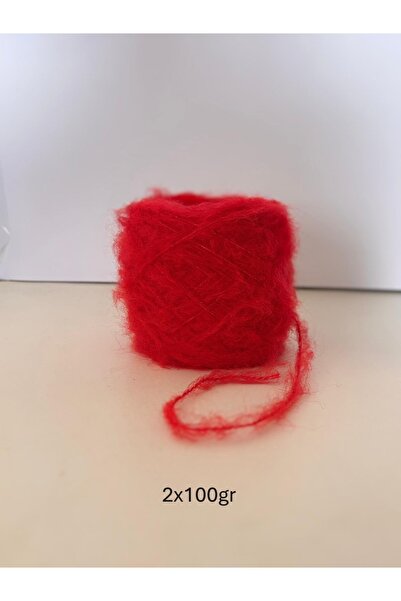 Ana&Kuzusu İplik Kırmızı rengi kalın moher yün örgü ipi 200gr