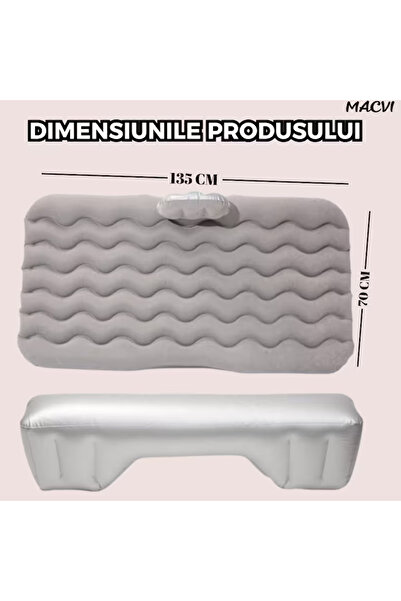 MACVI Macvi® Car Inflatable Mattress with Cushions and Balance Support, for Bench Seat, Gray