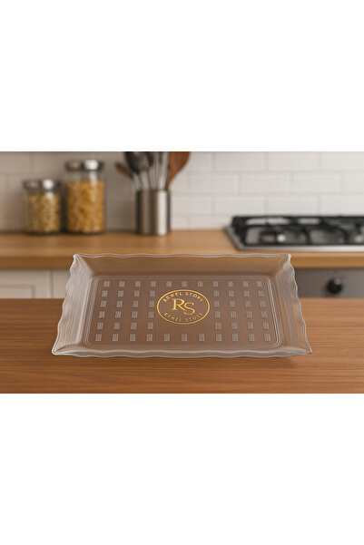 ATG4X4 Ramel Store Şeffaf Mika Dikdörtgen Plastik Tepsi 36x25,5 cm magnolya,s...