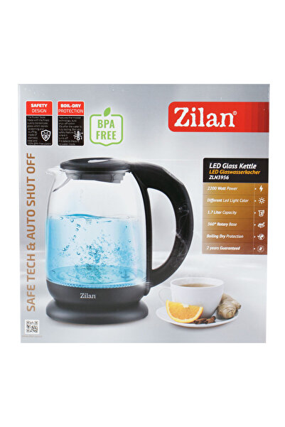 Zilan Fierbător electric din sticlă cu iluminare LED, temperatură controlată, 1,7 l, 2200 W ZLN3956