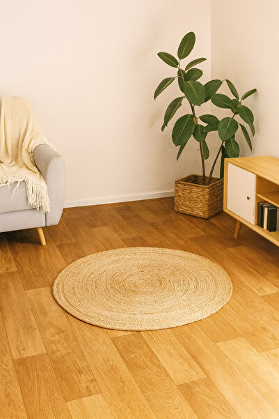 Çavdar Group Jüt Hasır Model Yuvarlak Halı Kilim Modern El Örmesi Hasır Paspas