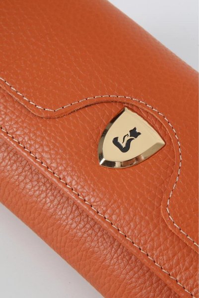 Foxer Milano Genuine Leather Women's Card Holder and Wallet with Gold Detail