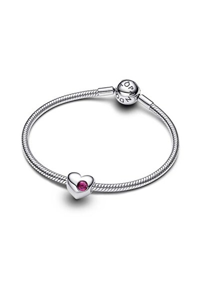 Pandora Özel Baskı Yapılabilir Parlak Kırmızı Taşlı Kalp Charm