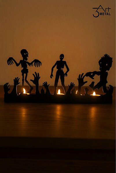 3art Metal Dekoratif Metal Halloween Masa Üstü Mumluk - Işıklı Süs - Caıdlar ...