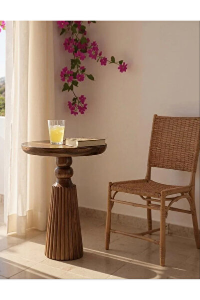 AYLESA Doğal Ahşap Tekli Mantar Yan Sehpa Modern Fiskos Zigon Çiçeklik Yatak ...