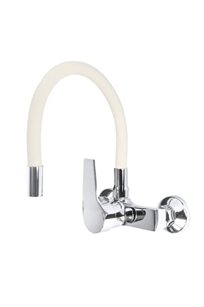 Spis Design Baterie bucatarie, prindere pe perete, pipa flexibila, bej