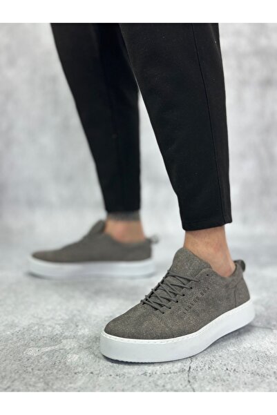 BOA Ba0104 Lace-Up Gray Suede White Sole Sports Classic Men's Shoes