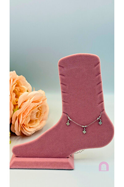 Moond Accessories Steel Clover Patterned Silver Anklet