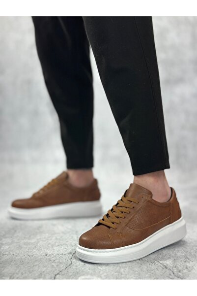 BOA Ba0423 Thick Serrated High Sole Tan Lace-Up Sports Men's Shoes