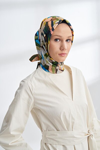 ARMANDA Premium Collection Brush Pattern Twill Silk Scarf - Lemon