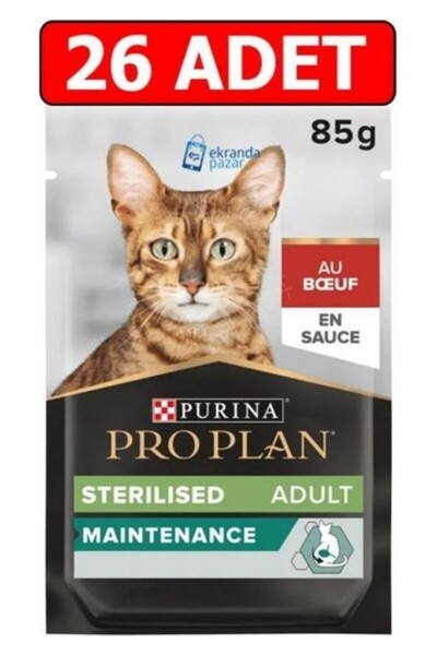 Pro Plan Pouch Kısırlaştırılmış Sığır Etli Kedi Konservesi 85 gr x 26 Adet
