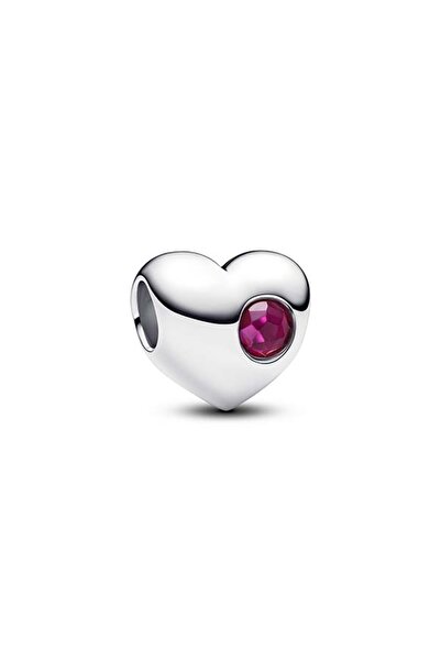 Pandora Özel Baskı Yapılabilir Parlak Kırmızı Taşlı Kalp Charm