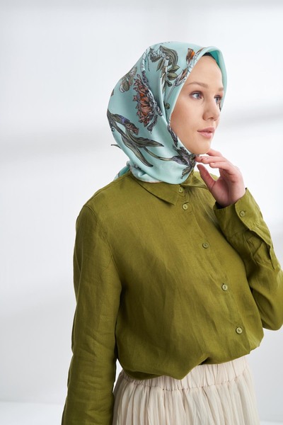ARMANDA ПРЕМІУМ КОЛЕКЦІЯ GLORIA DESEN TWILL İPEK EŞARP - NİL YEŞİLİ