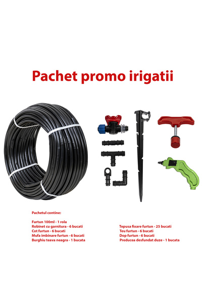 Z-Tools Set furtun irigații + picurare, 16 mm, distanță între emițătoare 50 c...