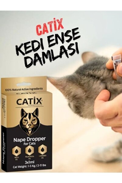 CATİX Kedi Ense Bit Pire Kene Deri Bakımı Bitkisel 3x1 ml 1-5 Kg