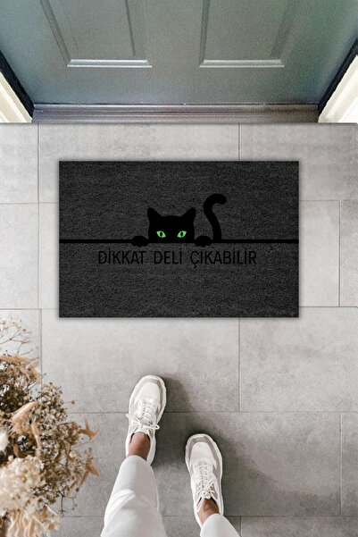 Dormot Dekoratif Dijital Paspas Füme Dikkat Deli Çıkabilir Kapı Önü Paspası 7...