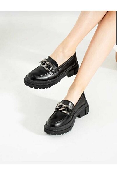 Zaza moda Black Leather Buckle Detailed Loafer Women's Shoes Are Stylish and Comfortable