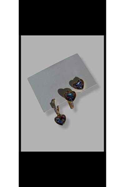 Aylish Bijuteri Gold 3-Piece Heart Earring Set