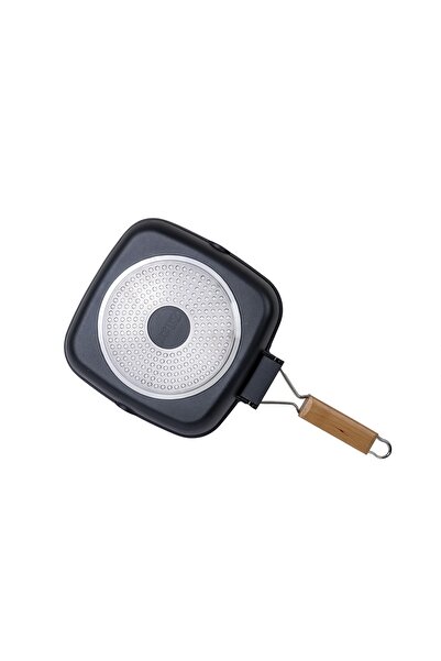 Zilan Grill Pan, 24 cm diameter, aluminum material, granite interior, folding handle ZLN4298